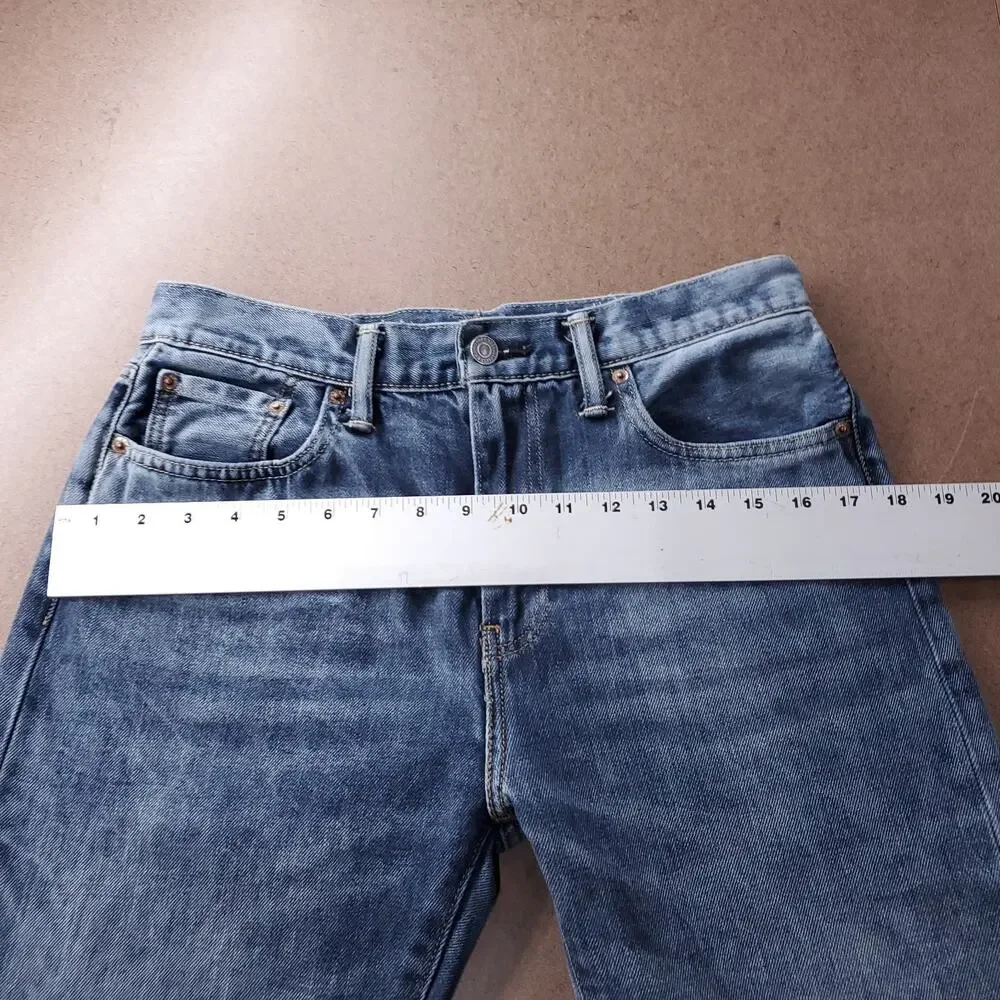 Levis 522 Jeans Slim Taper Leather Patch Two-Tone Premium Men 30x32 Stonewash